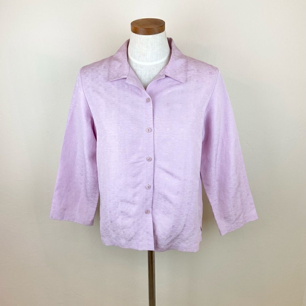Eileen Fisher Textured Silk Button Down Shirt